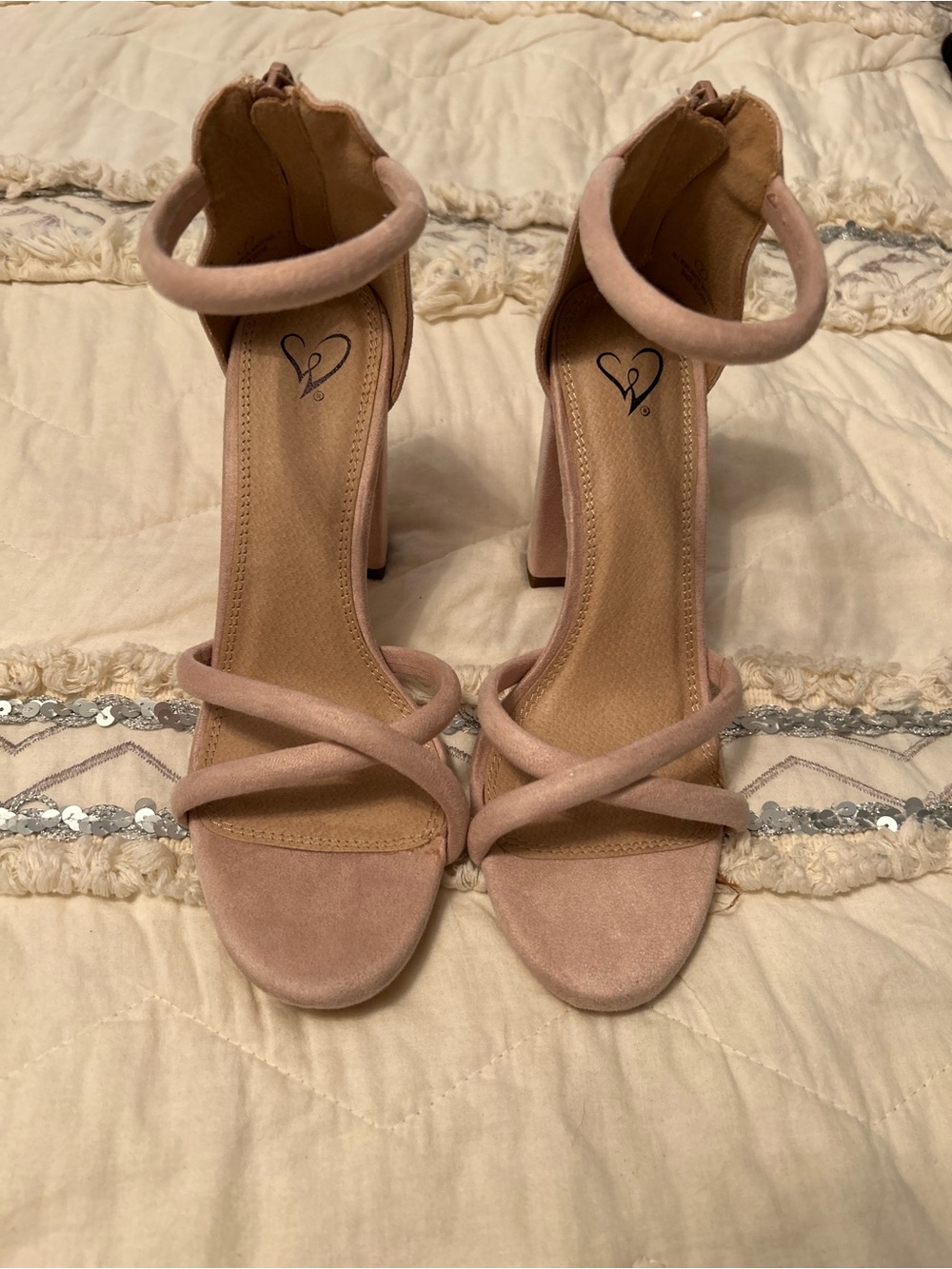 Windsor Women's Blush Pink Strappy Block Heel Sandals